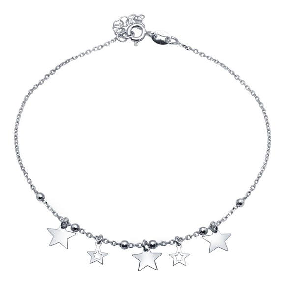 Element Shine Jewelry - NWT Silver 925 Rhodium Plated Star Charms Anklet